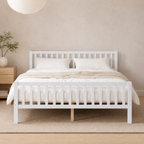 Wood Platform Bed with Guardrails on Both Sides
