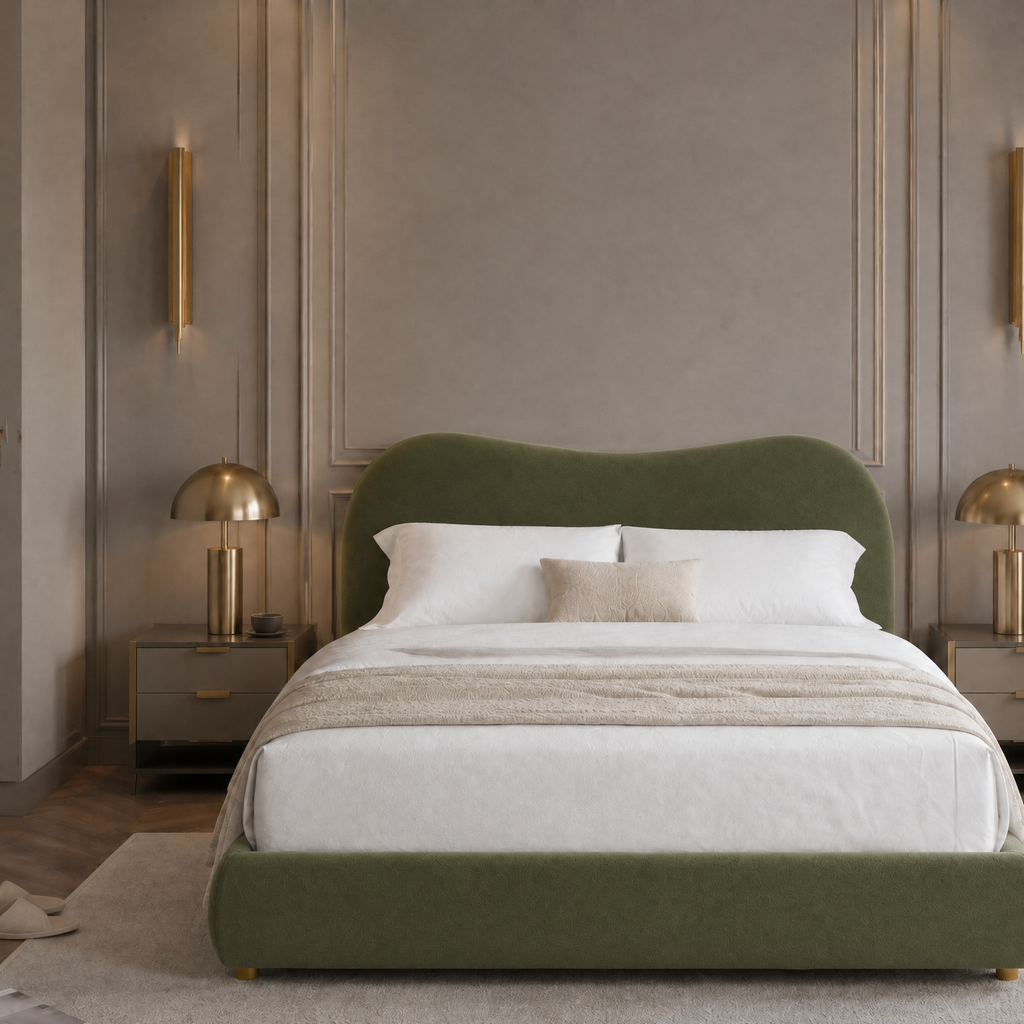 Boucle Upholstered Platform Bed