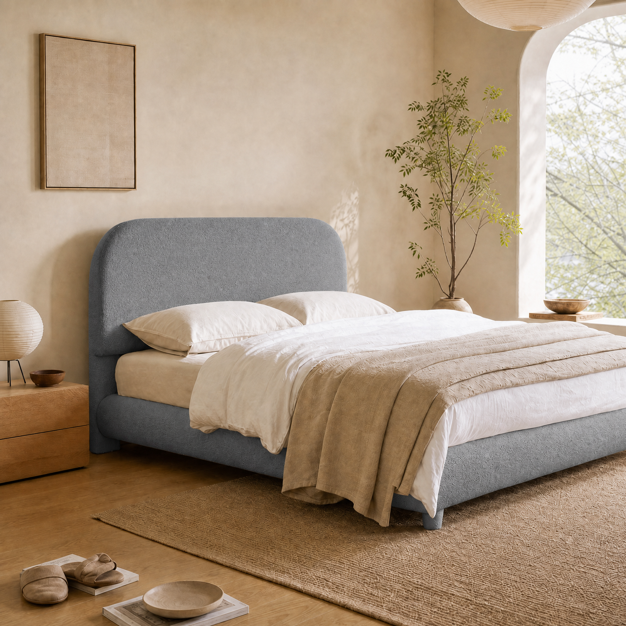 Teddy Fleece Upholstered Platform Bed