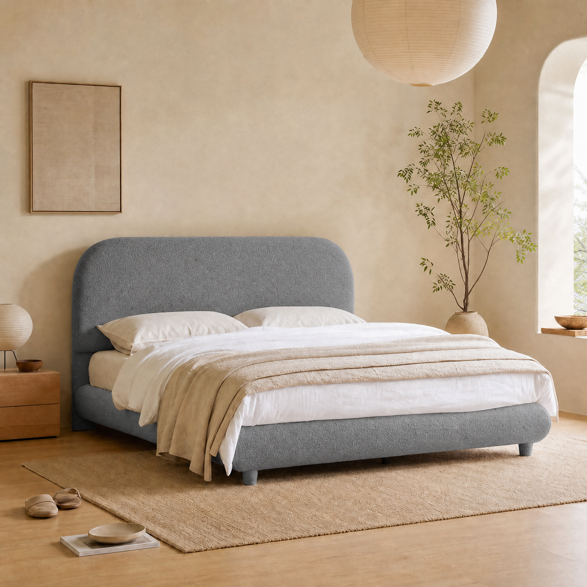 Teddy Fleece Upholstered Platform Bed