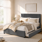 Upholstered Platform Bed with 2 Storage Drawers