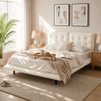 PU Leather Floating Platform Bed