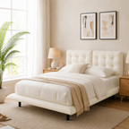 PU Leather Floating Platform Bed