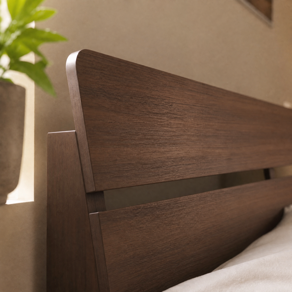 Wood Platform Bed with Bookshelf Storage Headboard