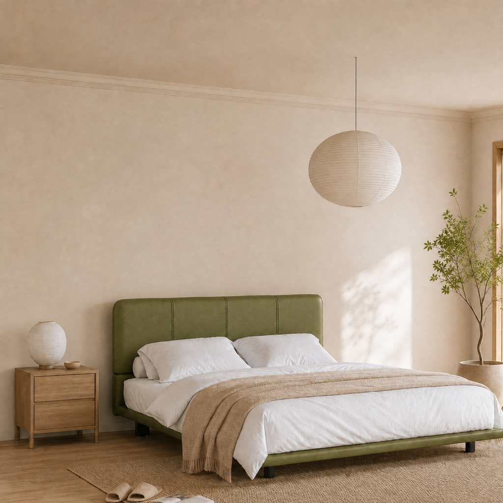 Floating PU Leather Platform Bed