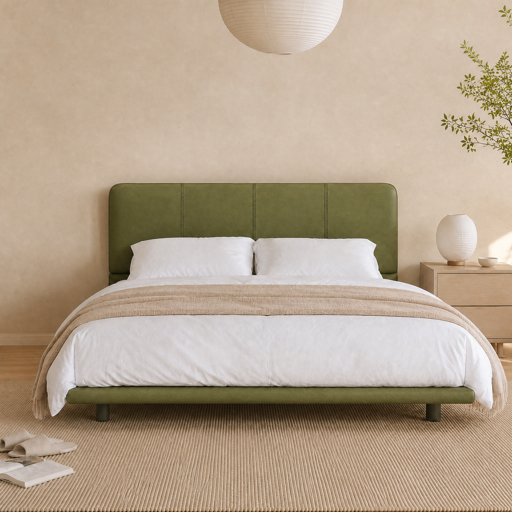 Floating PU Leather Platform Bed