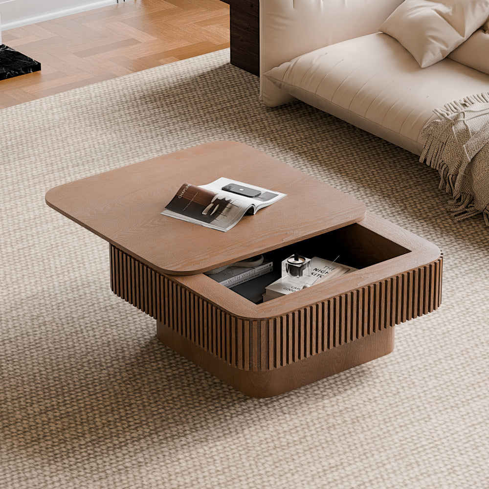 31.5'' Square Coffee Table with Storage Solid