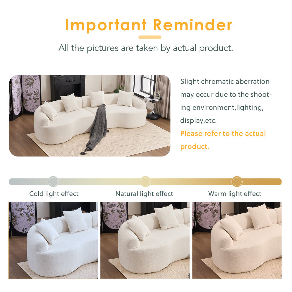 110" Curved Boneless Sectional Sofa 4-Seat