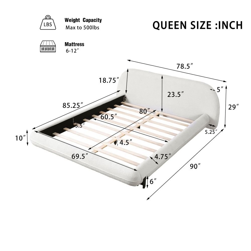 Boucle Upholstered Platform Bed
