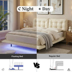 PU Leather Floating Platform Bed