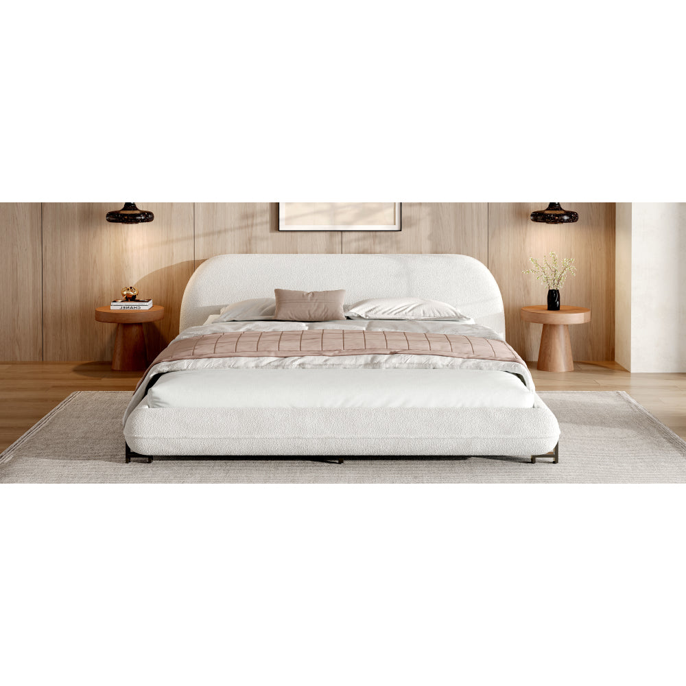 Boucle Upholstered Platform Bed