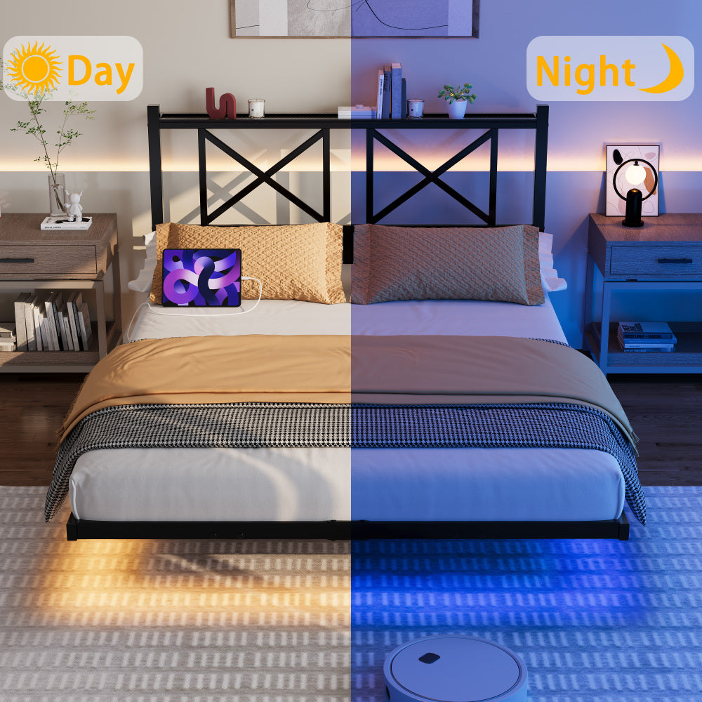 Floating Metal Platform Bed