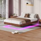 Oak King Floating Bed Frame with LED Lights