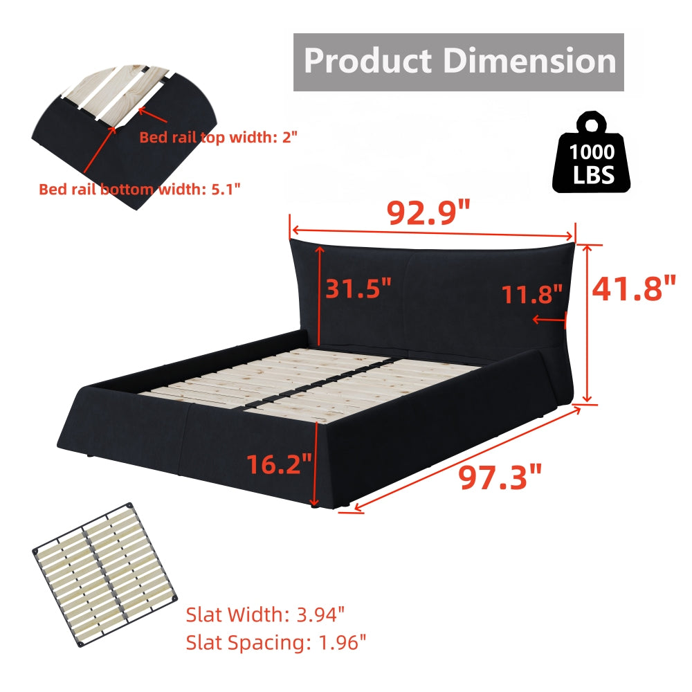 Velvet Upholstered Platform Bed