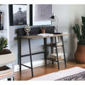 Rustic Oak and Black 2-Shelf Writing Desk