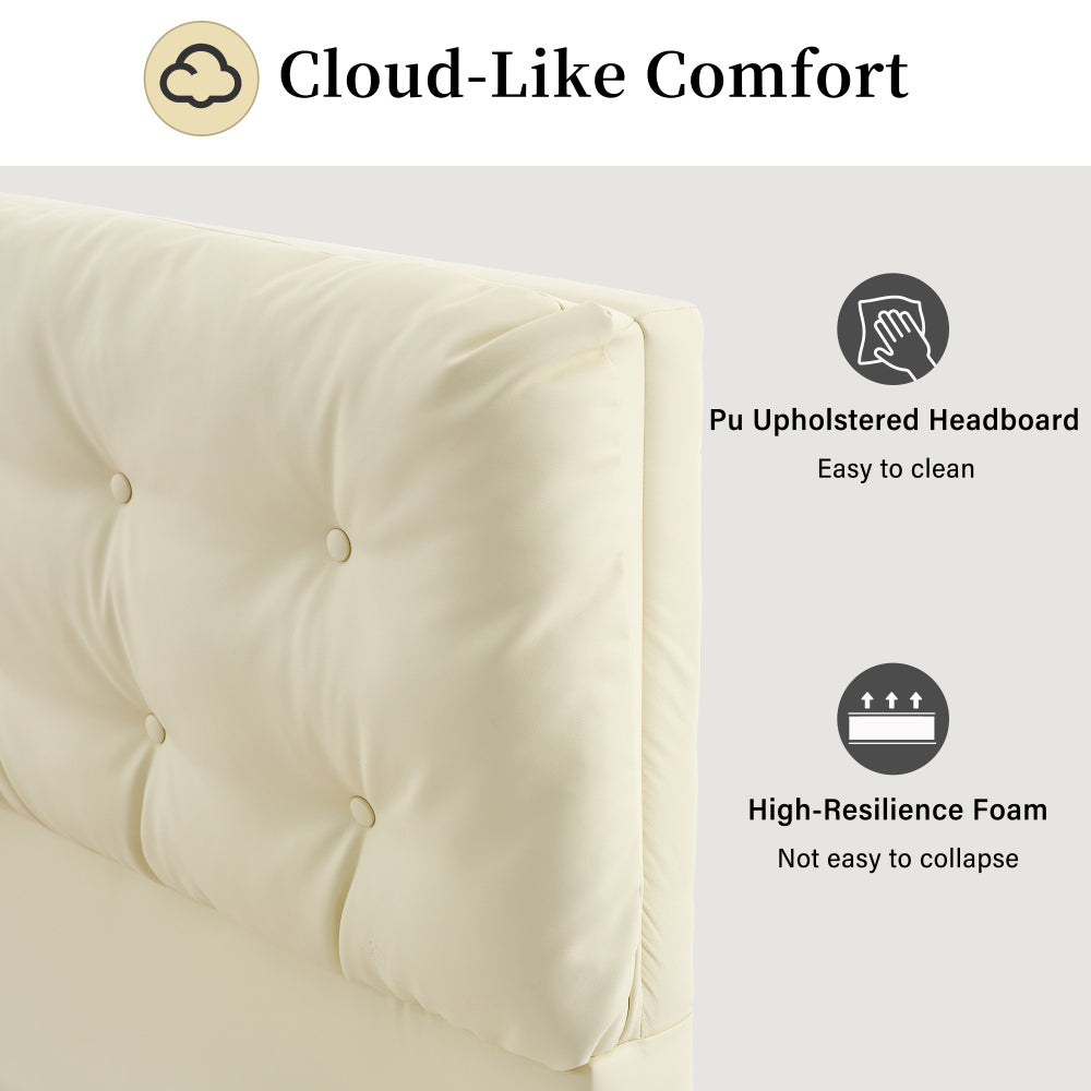 PU Leather Floating Platform Bed