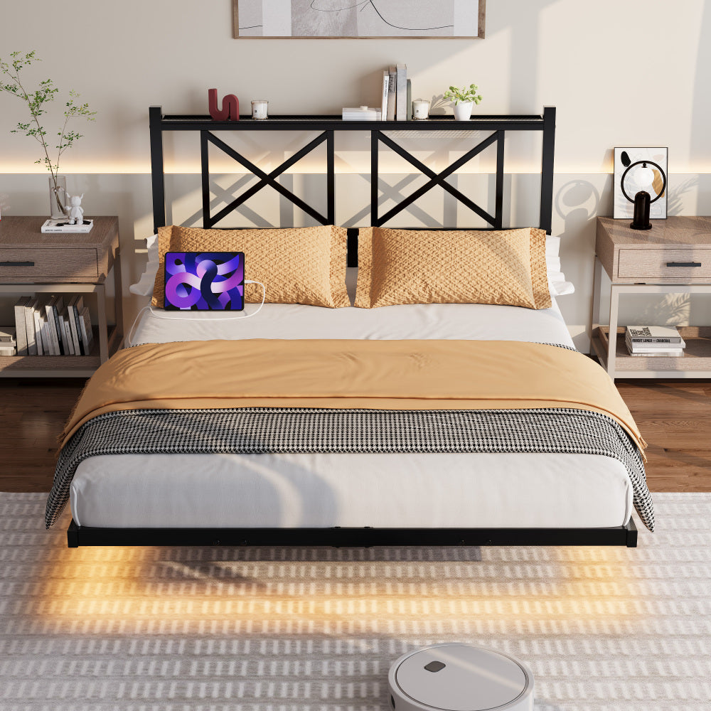 Floating Metal Platform Bed