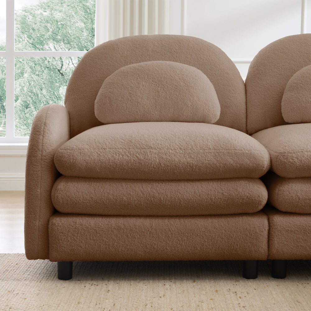 2-Seat Modular Teddy Fabric Cloud Sofa