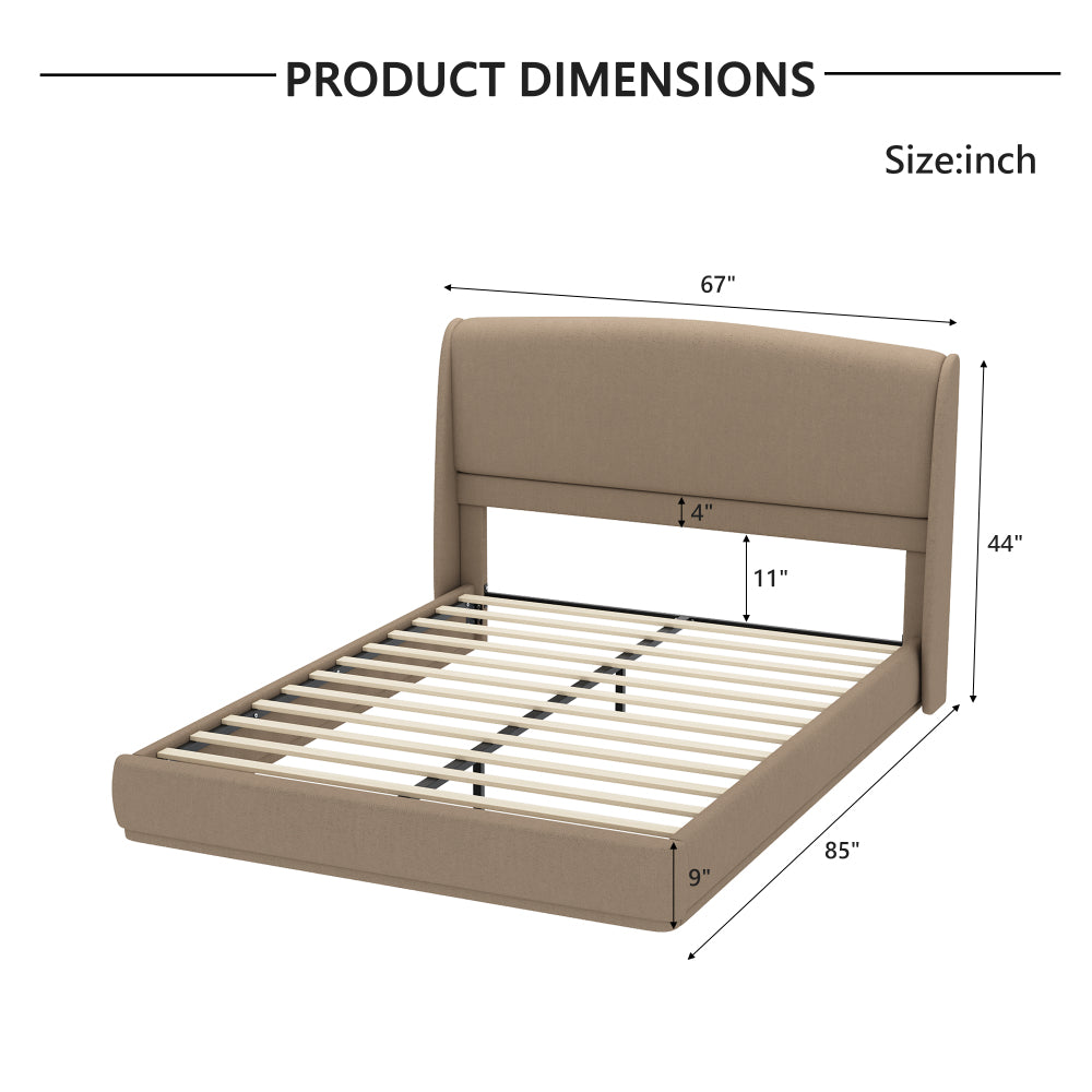 Linen Upholstered Platform Bed