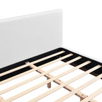 White Boucle Upholstered Platform Bed