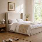 Upholstered Wingback Platform Bed