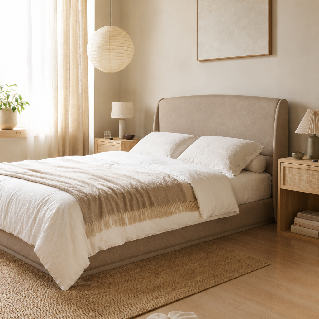 Linen Upholstered Platform Bed