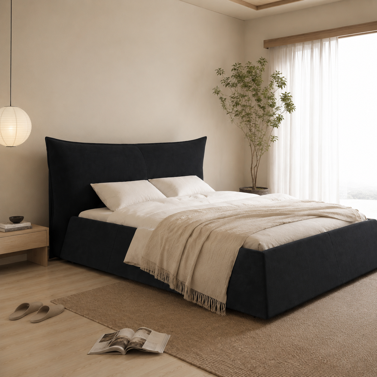 Velvet Upholstered Platform Bed