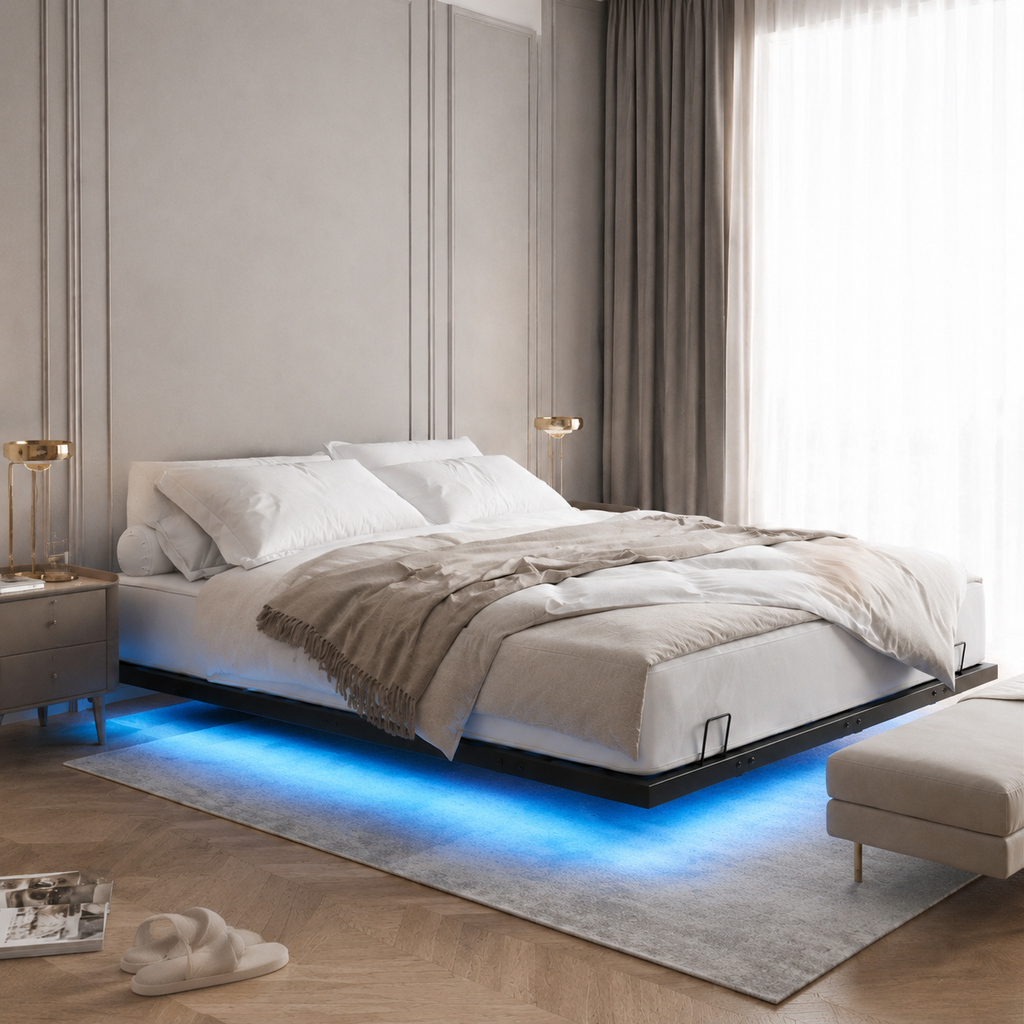 Floating Metal Platform Bed