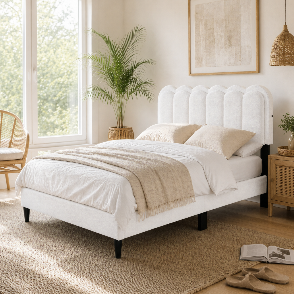 Boucle Platform Bed