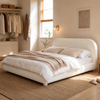 Boucle Upholstered Platform Bed