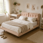 PU Leather Floating Platform Bed