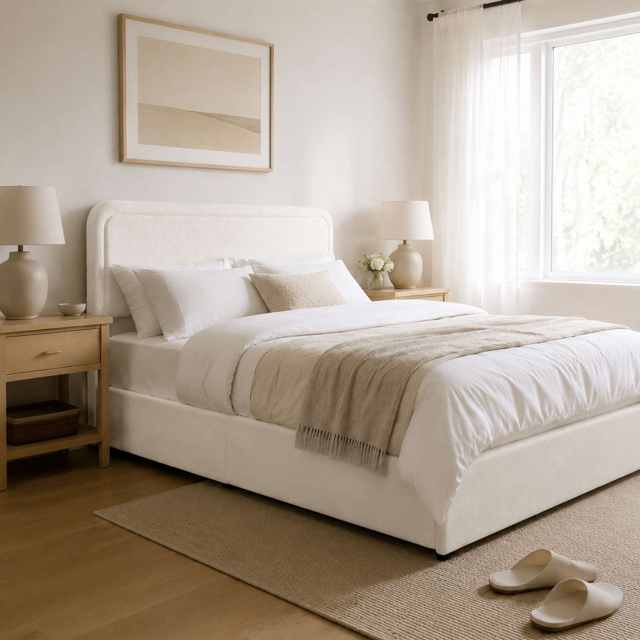 Platform Storage Bed with 4 Built-In Drawers