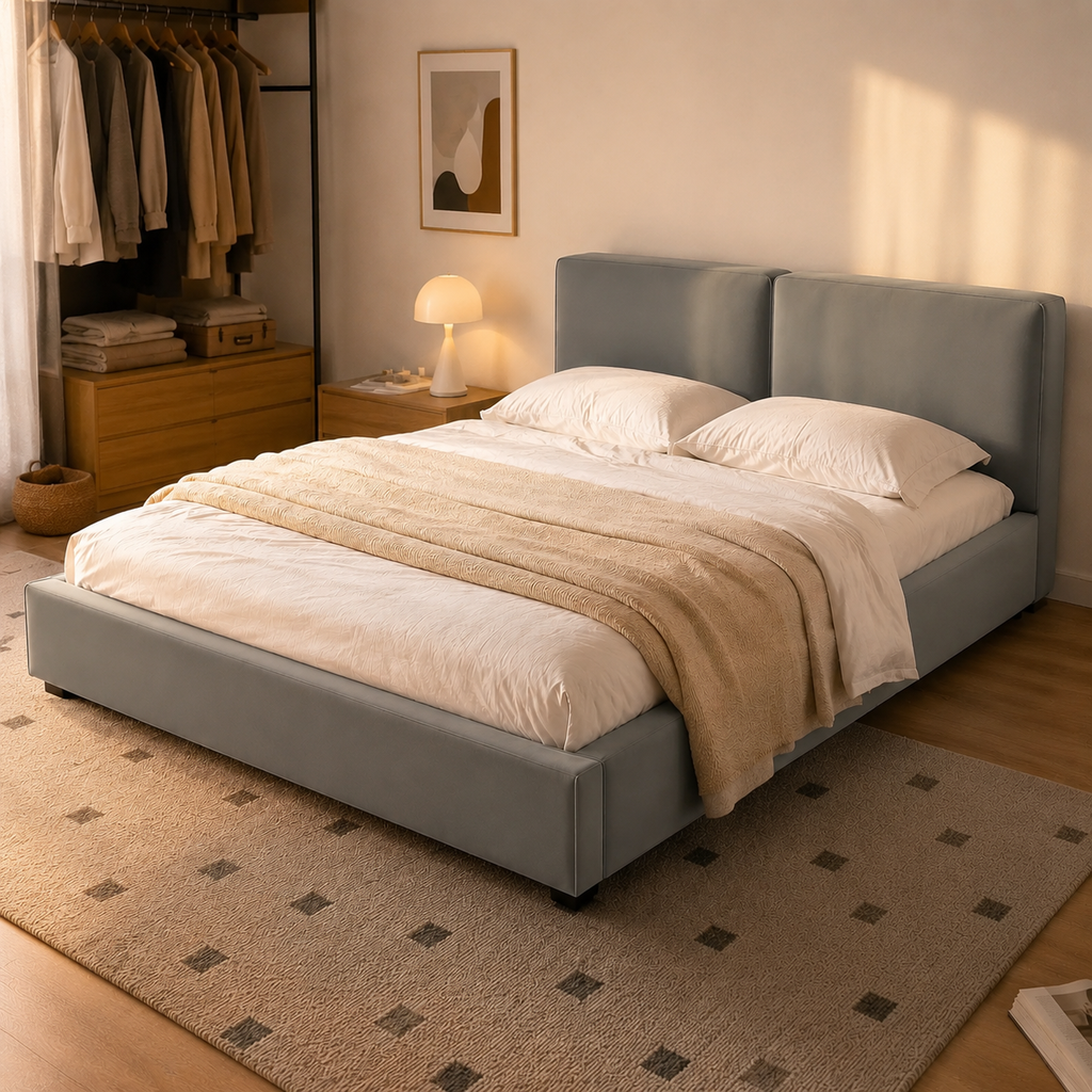 Velvet Upholstered Platform Bed