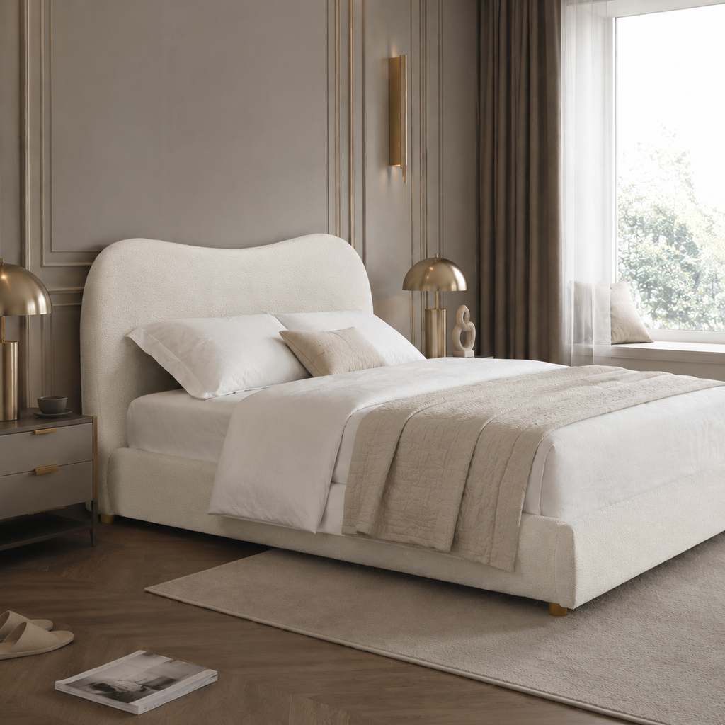 Boucle Upholstered Platform Bed