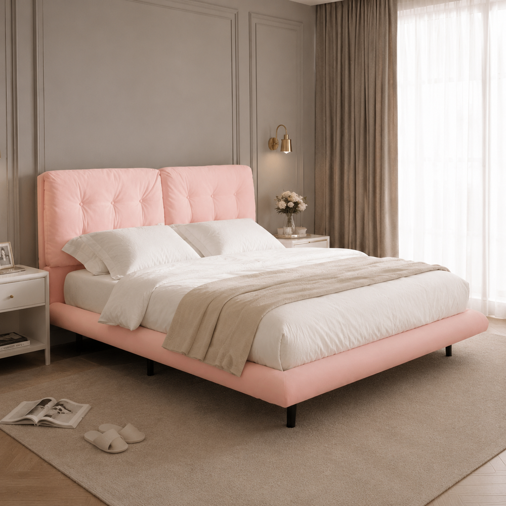 PU Leather Floating Platform Bed