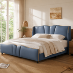 PU Leather Wingback Platform Bed