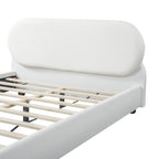 Cream Boucle Upholstered Platform Bed