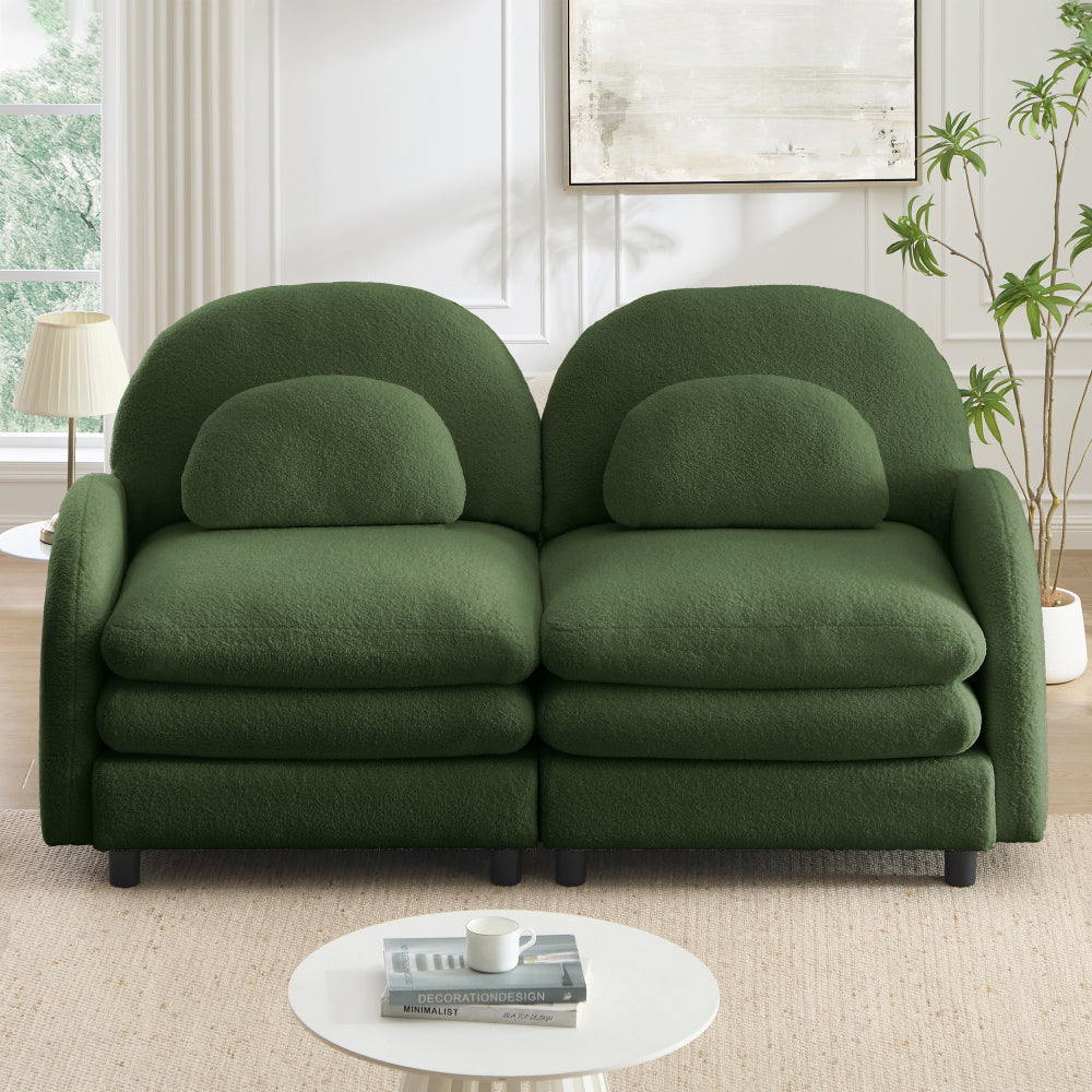 2-Seat Modular Teddy Fabric Cloud Sofa