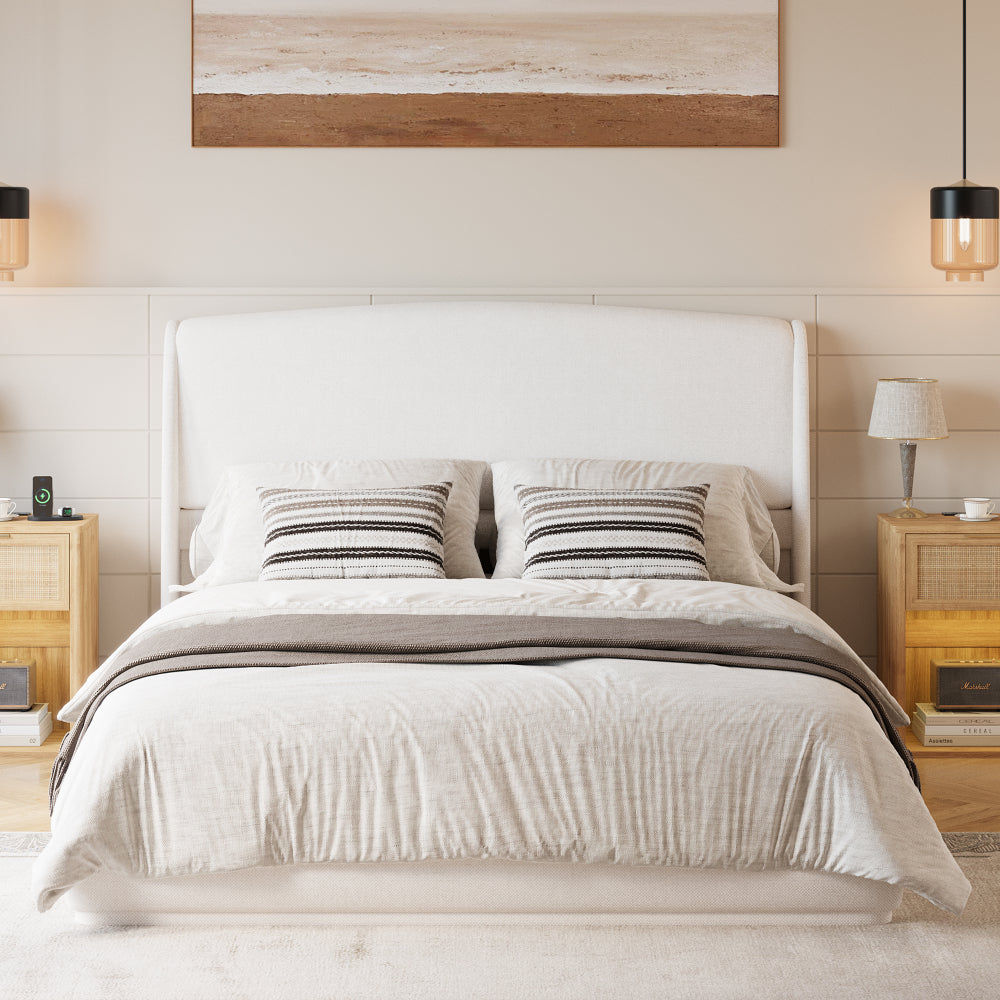 Linen Upholstered Platform Bed