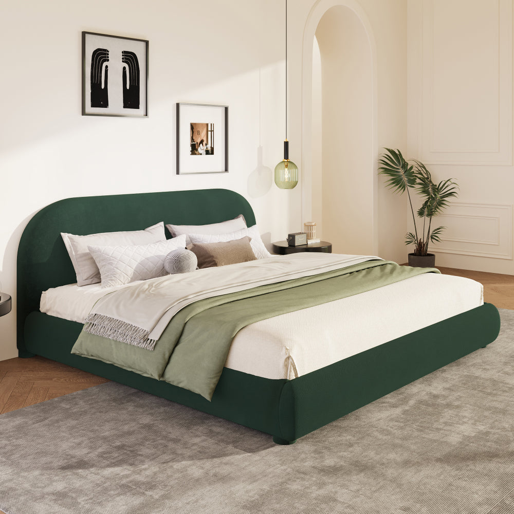 Boucle Upholstered Platform Bed
