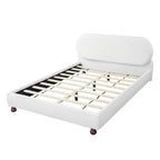 Cream Boucle Upholstered Platform Bed