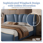 PU Leather Wingback Platform Bed