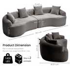 110" Curved Boneless Sectional Sofa 4-Seat