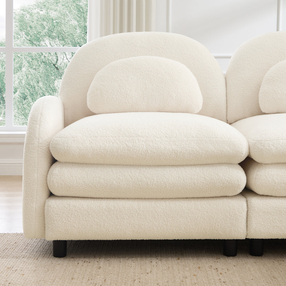 2-Seat Modular Teddy Fabric Cloud Sofa