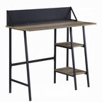 Rustic Oak and Black 2-Shelf Writing Desk