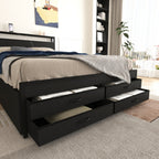 Metal Platform Bed with 4 Storage Drawers