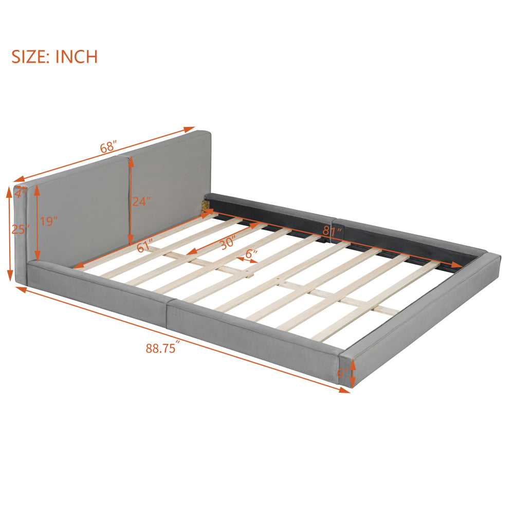 Velvet Upholstered Platform Bed