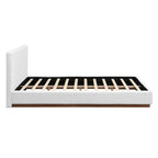 White Boucle Upholstered Platform Bed