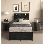 Metal Platform Bed with 4 Storage Drawers