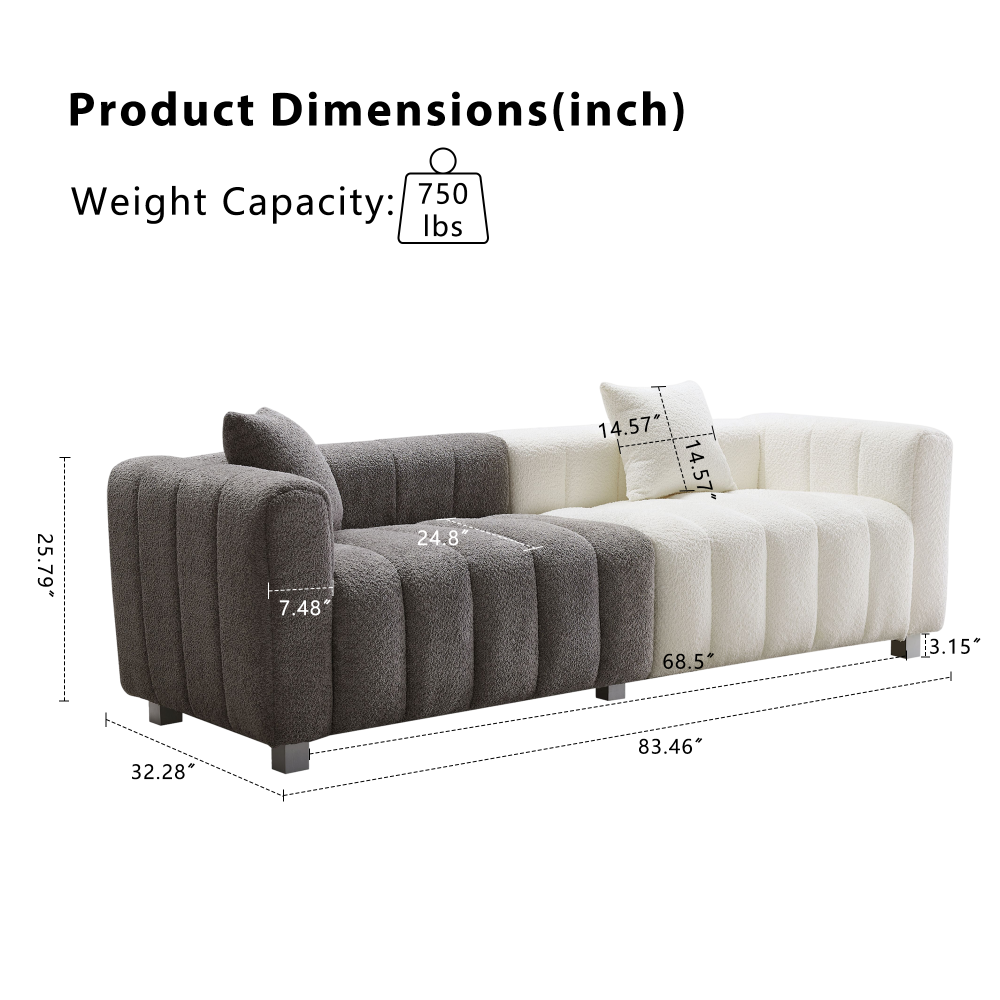 83.46" Modern Bubble Modular 3-Seat Velvet Sofa
